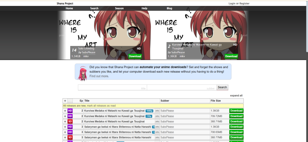 Shana Project – Freshest Anime Content Source | Top 13 Best Anime Torrent Sites That Still Work in 2025