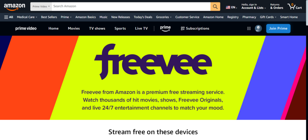 Freevee – Amazon’s Free Streaming Site for Movies & TV Shows | Top 15 Best Streaming Websites Free to Watch Movies in 2025