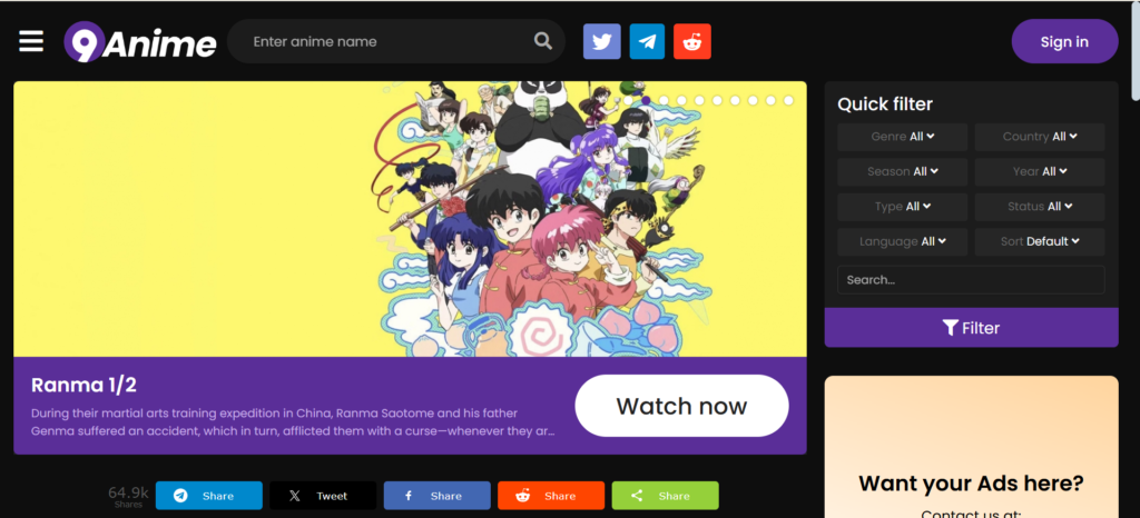 9Anime – Great for Anime and Cartoons | Top 13 Best Watch Cartoon Online Free Websites in 2025