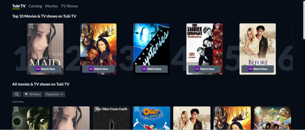 Tubi TV | 1MoviesHD Alternatives: 29 Best Free Streaming Sites in 2025 | VPNSociety